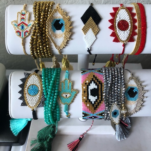 Evil Eye Bracelet Set Hamsa Tassel Jewelry - Picture 5 of 5